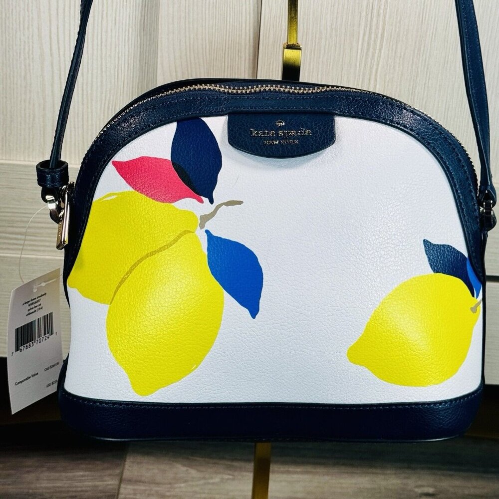 Kate Spade New York Sylvia Lemon Zest XL Dome Crossbody Bag NWT Saffiano Leather - Picture 4 of 16